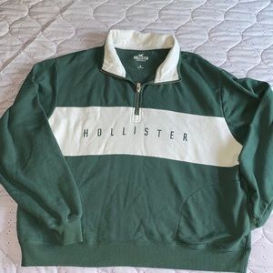 Hollister Oversized Half Zip Green Top, Size M, Brand New